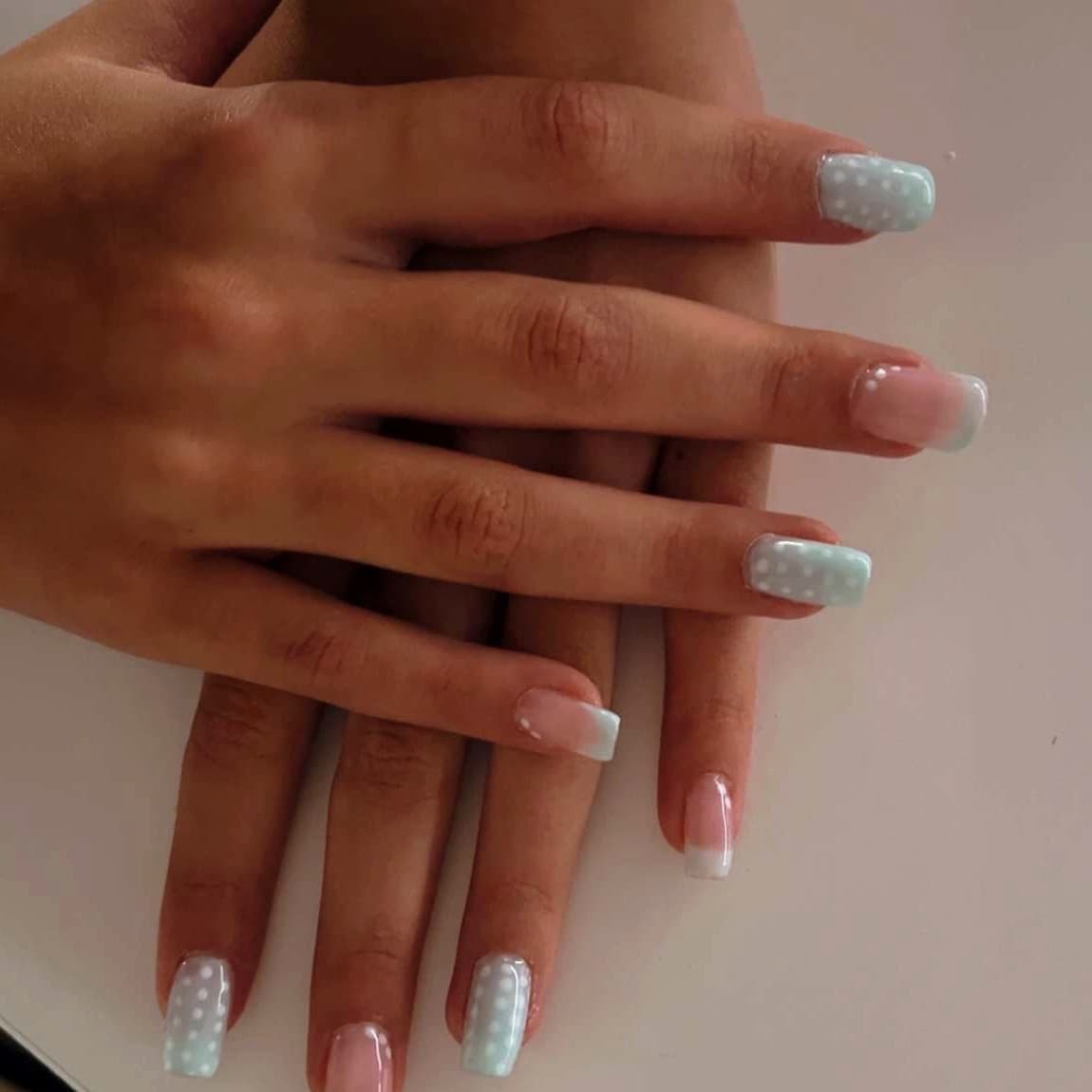Retro Mint Gel & Polka Dot Accents - Real Client Work by Eliya